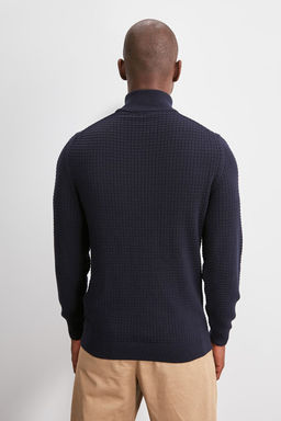 TRENDYOL MAN Lacivert Slim Dar Kesim Yar?m Bal?kc? Yaka Dokulu Triko Kazak TMNAW20KZ1305 - Trendyolmilla фото 5