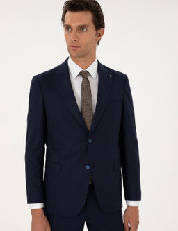 Koyu Lacivert Slim Fit Tak_m Elbise