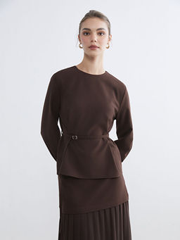 Bisiklet Yaka Kemerli Bluz