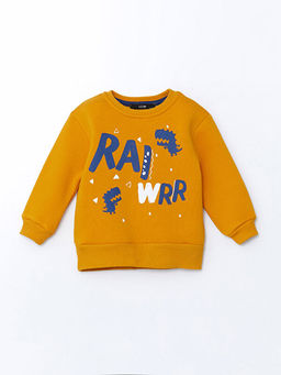 Bisiklet Yaka Bask?l? Erkek ?ocuk Sweatshirt