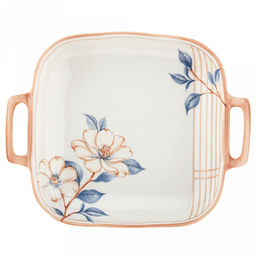 Магнолия Блюдо фарфоровое 230х184х38мм, с ручками, с деколью, волнистый край, отводка (Китай) - Домашняя мода фото 4