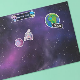 Наклейки в книжке «Космография», 3 фона, голография, 20.7×14.2 см