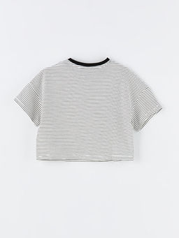 Bisiklet Yaka ?izgili K?sa Kollu K?z ?ocuk Crop Ti??rt - Waikiki фото 2