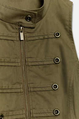 CHALECO CREMALLERA BOTONES / Khaki - Zara фото 7