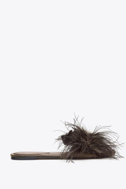 FEATHER FLAT SANDALS - Zara фото 5