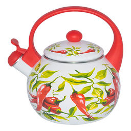 EM-1327 Чайник эмалированный со свистком 2,5 л,"Перцы"(6)