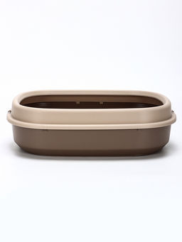 Лоток для кошек Фур-Мур 48×35.5 см с бортом + совок, Soft-touch, капучино