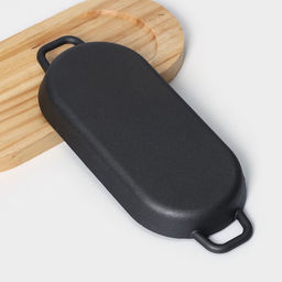 Сковорода на деревянной подставке «Овал гриль», с ручками 26×10×2,5 см