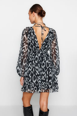 TRENDYOLMILLA Turuncu Etnik Desenli Belden Ac?lan Sifon Astarl? Mini Dokuma Elbise TWOSS23EL00519  фото 15