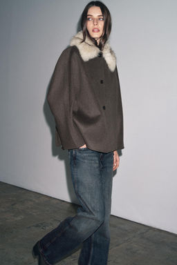 WOOL JACKET WITH FAUX FUR COLLAR ZW COLLECTION - Zara фото 5