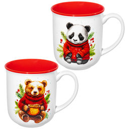Набор кружек 2 пр. 400 мл 12*9*10 см "Панда и Мишка", фарфор