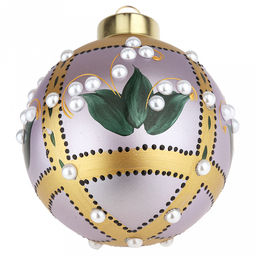 Елочная игрушка шар стеклянная д9,5см, лавандовый перламут, ручная художественная роспись, подарочная упаковка (Россия) - Домашняя мода фото 4