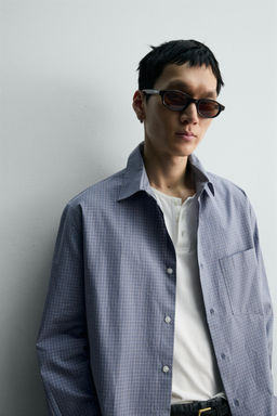 CAMISA BOXY FIT CUADROS / Azul lavado - Zara фото 5