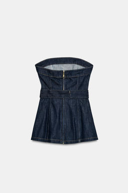 Z1975 DENIM STRAPLESS TOP WITH BELT - Zara фото 7