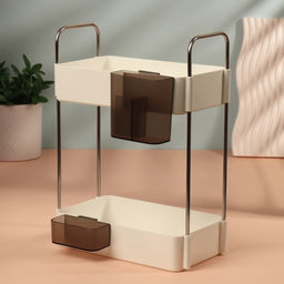 Органайзер для хранения, двухуровневый, 4 секции, 29×21×12 см, белый, чёрный