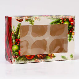 Цена за 5 шт. Коробка для 6 капкейков с окном «С Новым годом», 25×17×10 см