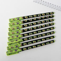 Цена за 8 шт. Ручка шариковая синяя паста 0.7 мм с колпачком «Будни авокато» пластик софт-тач, цена за 1шт