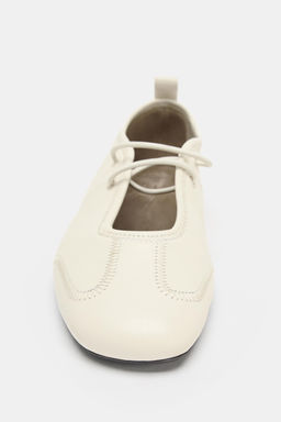 LEATHER TOPSTITCHED BALLERINAS - Zara фото 9