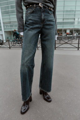 Z1975 STRAIGHT TAPERED HIGH-WAIST JEANS WITH BELT - Zara фото 2