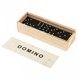 Домино "Ромб" кость пластик 4,4х2,1х0,5см, в деревянной коробке 16,9х5,6х3,8см (Китай)