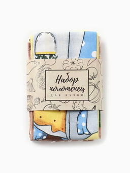 Набор кухонных полотенец Доляна Светлой пасхи 4 шт., 28?46 см, рогожка, 100% хлопок, 160 г/м?