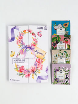 Чай подарочный в открытке «8 Марта», 4 пакетика