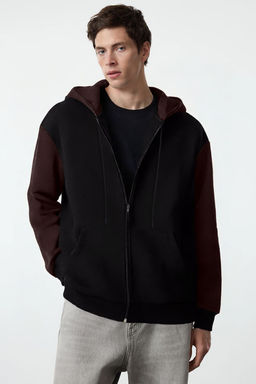 TRENDYOL MAN Indigo Oversize/Genis Kesim Polarl?/S?cak Tutan Fermuarl? Kapusonlu H?rka/Sweatshirt TMNAW25SW00076 - Trendyolmilla фото 2