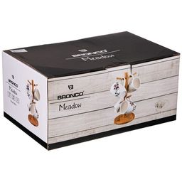 НАБОР ИЗ 4 КРУЖЕК BRONCO MEADOW НА ДЕРЕВЯННОЙ ПОДСТАВКЕ 300 МЛ  фото 2