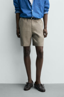 BERMUDA REGULAR FIT 100% LINO / Beige claro - Zara фото 2