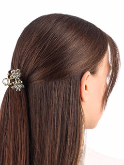 Цена за 6 шт. Крабик для волос «Хизер», цветы, 4 см, золото