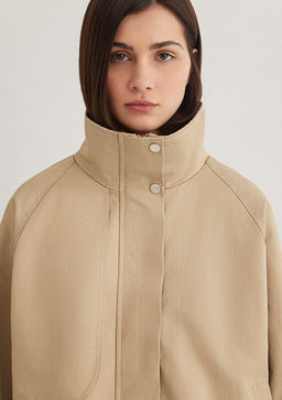 Dik Yaka Bej Ceket - Mavi фото 6