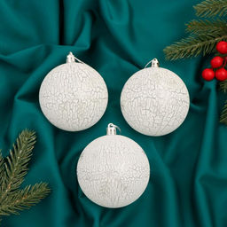 Ёлочные игрушки Феклиста, шары новогодние, d=8 см, 3 шт., серебристо-белый