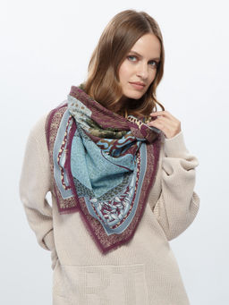 Платок жен. шелк+шерсть+мод 120х120 E16-8224-26 - Eleganzza фото 4