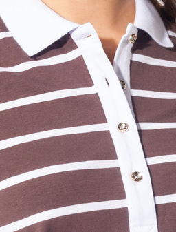 Футболка-поло из кулирной глади с эластаном - Vilatte фото 2