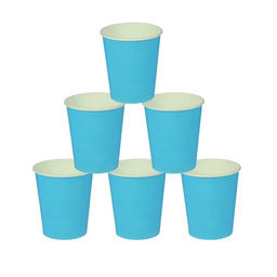 Цена за 10 шт. Стакан одноразовый бумажный однотонный, голубой цвет, 205 мл