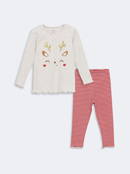 Bisiklet Yaka Nak??l? K?z Bebek Pijama Tak?m?