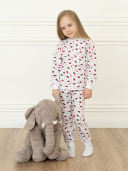 Пижама детская белая принт божьи коровки