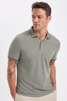 Slim Fit Dar Kesim K?sa Kollu Pamuklu Polo Tisort