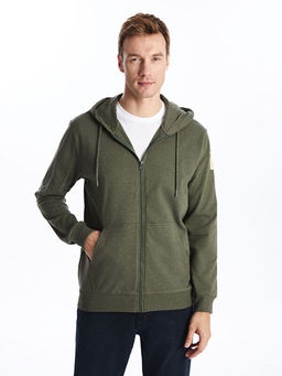 Kap??onlu Uzun Kollu Erkek Fermuarl? Sweatshirt