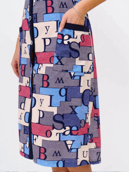 Халат женский, цвет синий бежевый красный