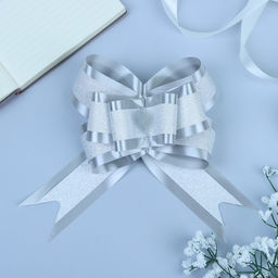 Цена за 10 шт. Бант-бабочка №5 Фактурная полоса, белый