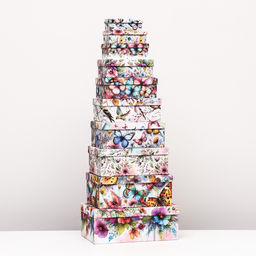 Набор коробок подарочных 10 в 1 Птицы и бабочки , 32.5?20?12.5 -12?7?4 см