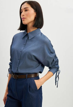 Блузка тонкая джинса OD-858-4 темный джинс OD-858-4 - Tantino фото 23