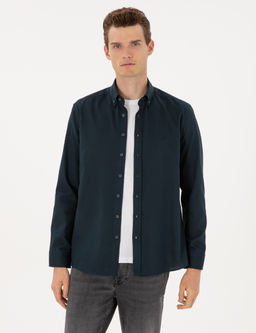 Lacivert Regular Fit Uzun Kollu G_mlek