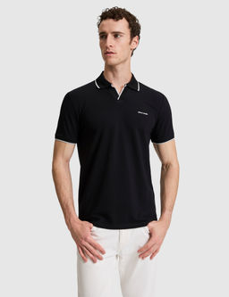 Siyah Slim Fit %100 Pamuk Apa_ Yaka Ti__rt