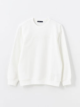 Bisiklet Yaka Uzun Kollu Bask?l? Erkek Sweatshirt