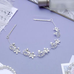 Аксессуар для волос «Рулада», на невидимках, цветочки с бабочками, 21 см, серебро