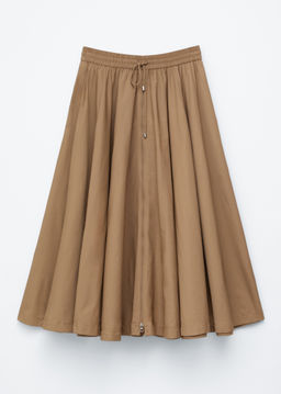 Falda midi voluminosa con cord?n de ajuste