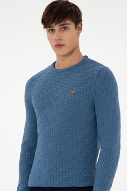 Erkek Slim Fit Bisiklet Yaka Saks Kazak - U.s. polo assn фото 3