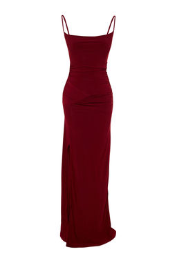Bordo Orme Uzun S?k Abiye Gece Mezuniyet Elbisesi TPRSS22AE0112
